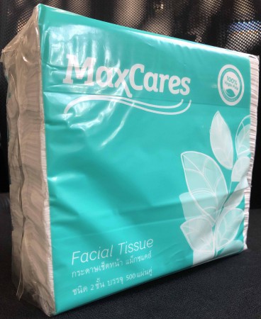 กระดาษเช็ดหน้า MaxCares ชนิด 2 ชั้น บรรจุ 500 แผ่นคู่