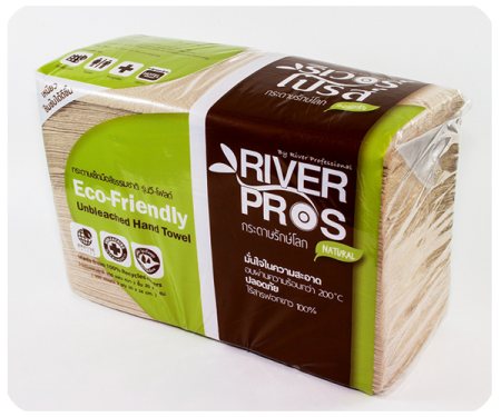 กระดาษเช็ดมือ สีน้ำตาล RiverPro V-Fold ECO Unbleach 2 ชั้น