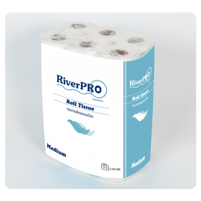 กระดาษชำระม้วนเล็ก RiverPro Medium 144 ม้วน (17m.)