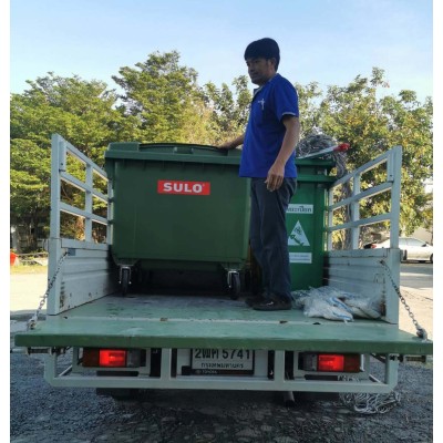 ถังขยะใหญ่ พร้อมล้อเข็น 660 ลิตร รุ่นฝาเรียบ(มีหูยก) 