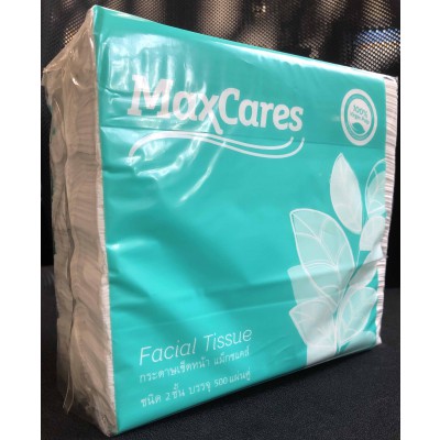 กระดาษเช็ดหน้า MaxCares ชนิด 2 ชั้น บรรจุ 500 แผ่นคู่